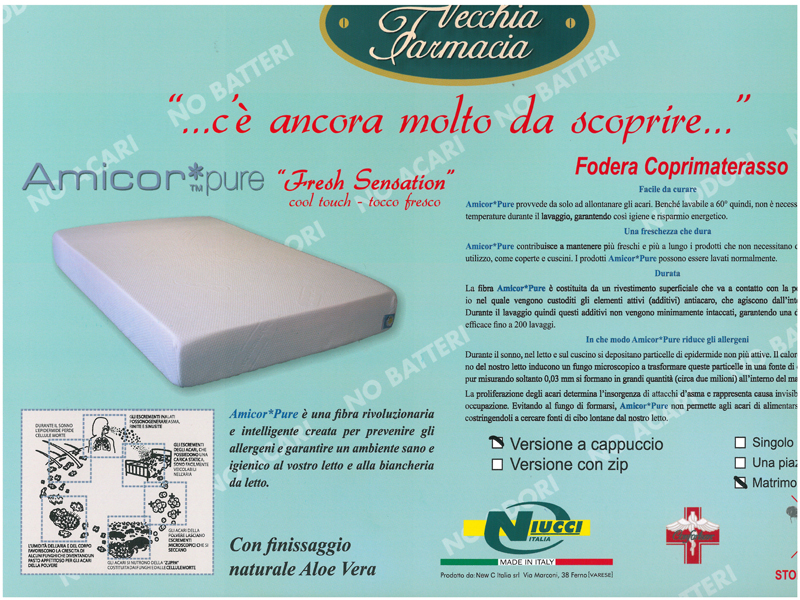 Coprimaterasso anti acaro con angoli matrimoniale amicor pure