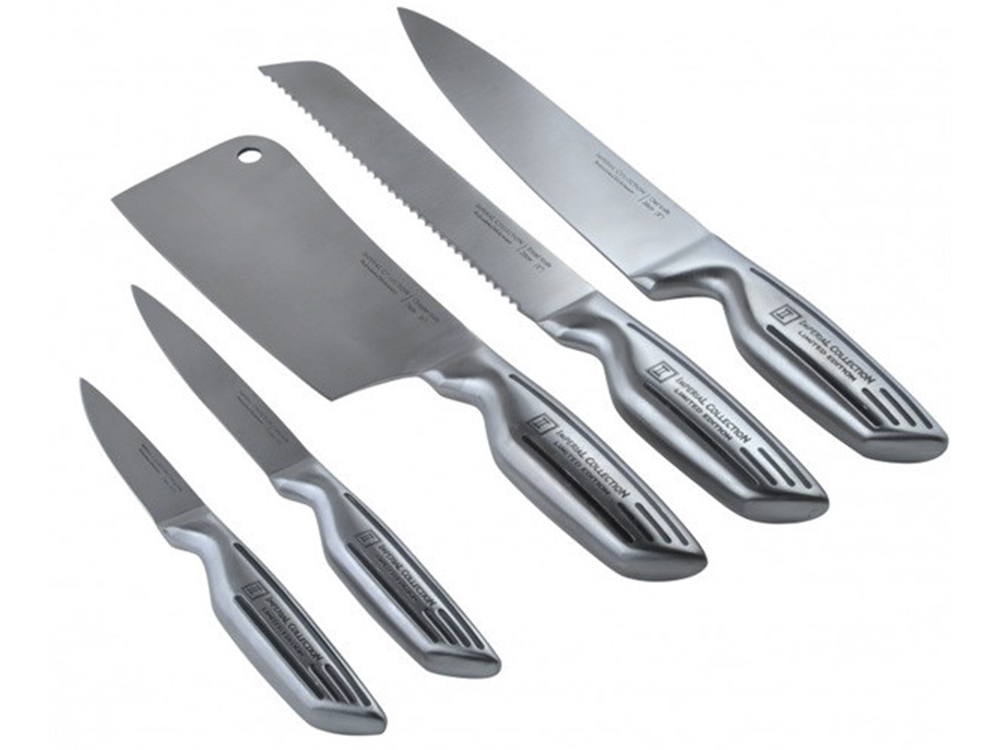 Royalty Line Set Coltelli 8 Pezzi Rosso Con Espositore – Lame In Acciaio Inox E Manico Antiscivolo