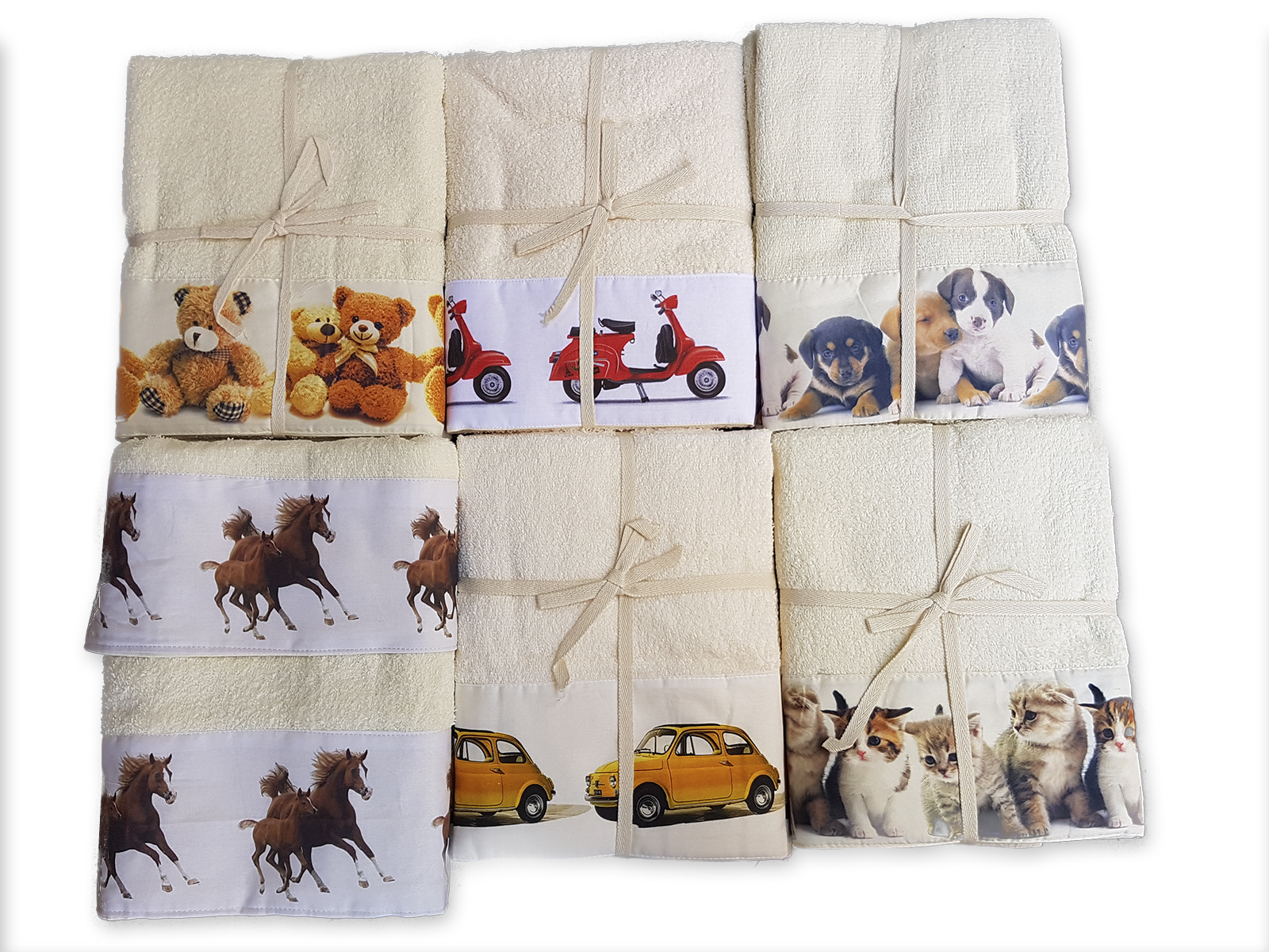 Pair Towel more guest terry cotton with prints puppies